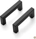 Ravinte 10個パック 3インチ キッチンスクエアキャビネットハンドル マットブラック キャビネット取っ手 ブラック 引き出し取っ手