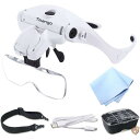 【4/30日限定★円高還元!!510円クーポン】TMANGO ヘッドマウント拡大鏡 LEDライト付き 充電式ヘッドセット拡大鏡 接写作業用 交換可能なブラケット...