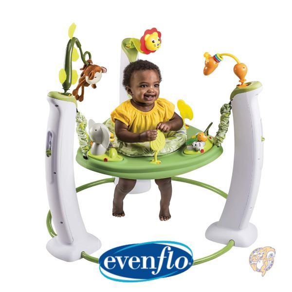 【 先着55名! 2日間限定ゾロ目555円クーポン】【Evenflo】赤ちゃん ジャンパー 室内 遊具 サファリ Green 送料無料