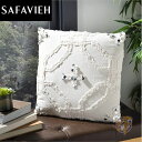 【15日限定555円クーポン】【Safavieh】クッション コットン おうち時間 ホワイト 53.3cm 送料無料
