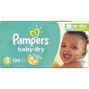 【 先着55名! 2日間限定ゾロ目555円クーポン】パンパース ベビーおむつ Pampers 新生児 サイズ3 テープタイプ 104枚入 ベビードライ 送料無料
