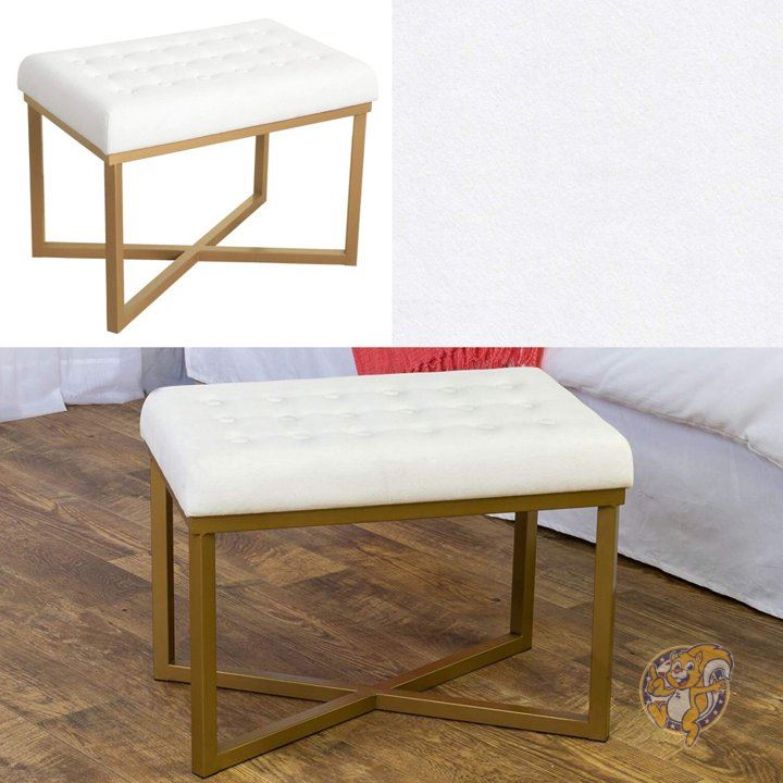 オットマン ベルベッド 上品な房状 メタルベース Whiteアメリカ輸入家具　アメリカ輸入雑貨 送料無料