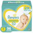 【 先着55名! 2日間限定ゾロ目555円クーポン】アメリカ製おむつ パンパース ベビーおむつ Pampers 新生児 サイズ1 テープタイプ 96枚入りスーパ...