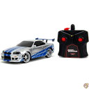 【14-15日限定!1000円クーポン20名様】Jada Toys Fast&Furious 1:24 2002 Nissan GT-R R34リモートコントロールカーRC、2.4GHz、子供と大人向けのおもちゃ