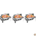 Chafing Dish ビュッフェセット 9クォート ステンレススチール ロールトップ 摩擦サーバーセット パーティー用フードウォーマー 3個パック