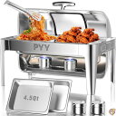PYY ロールトップ 擦れ皿 ビュッフェセット 9QT ステンレススチール 擦れサーバーセット ケータリング 業務用チェーファー ビュッフェウォーマー パーティ...