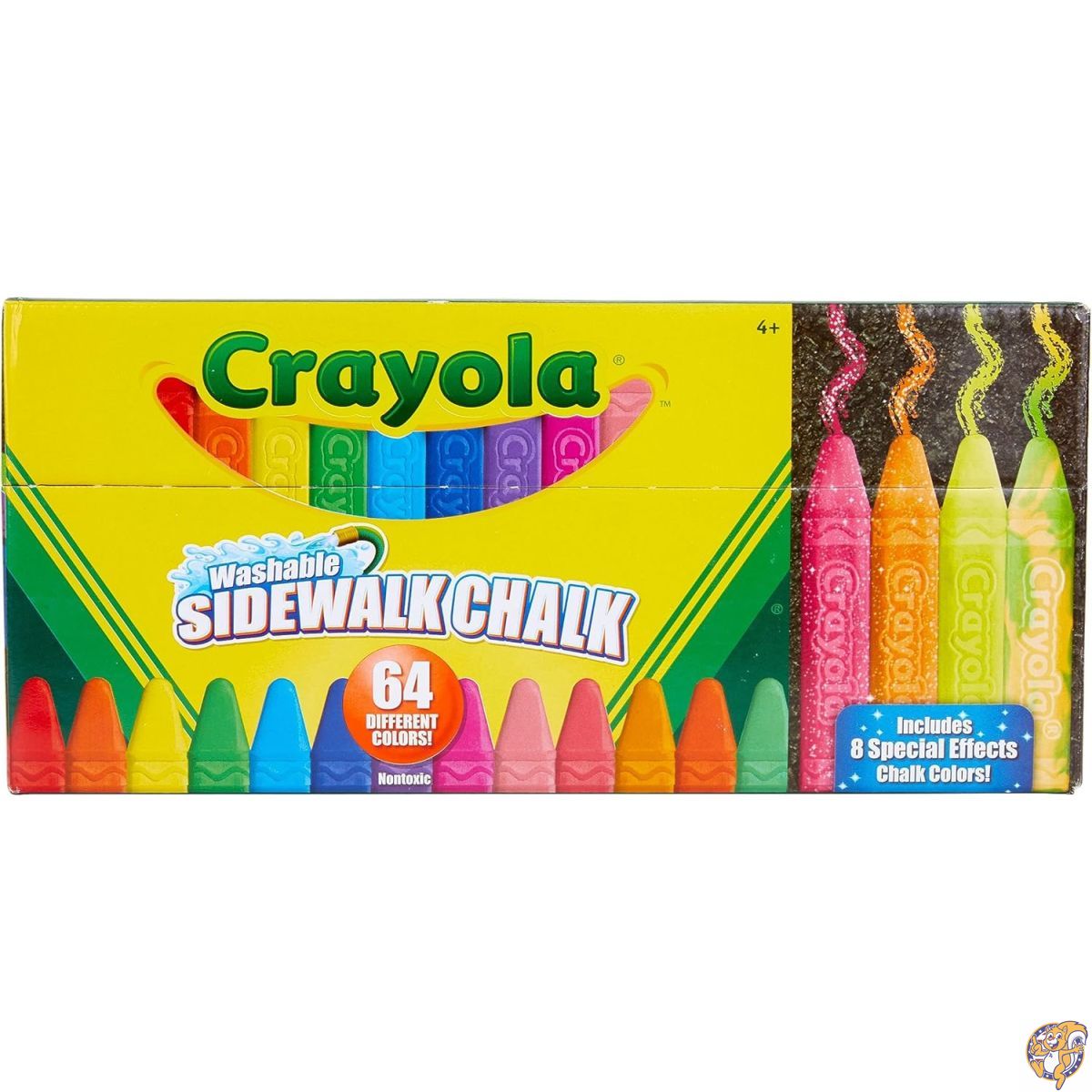 (1 Pack) - Crayola Washable Sidewalk Chalk, 64ct, Includes Glitter & Neon, Outdo...