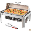 VEVOR Roll Top Chafing Dish Buffet Complete Set, 9 Qt Stainless Steel Chafer wit...
