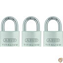【30日限定500OFFクーポン配信】ABUS C KA タイタリウムアルミ合金南京錠3個セット 64TI/40 同一キー 1-1/2インチ南京錠 直径1/4イ...