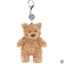 Jellycat Bartholomew Bear クリップオンキーチェーンバッグチャーム, 宝石なし