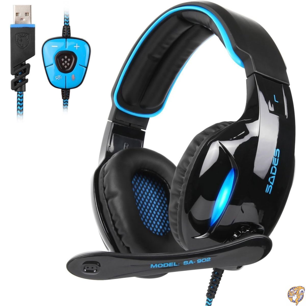 ゲーミングヘッドセット SADES SA902 7.1 USB Surround Sound PC Headsets Over-Ear Gaming Headphones with Microphone LED Light 141［並行輸入］