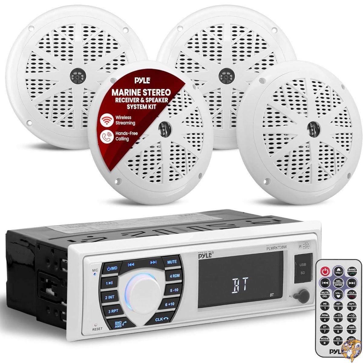 【ポイント3倍20時28時間】Pyle Marine ラジオレシーバー スピーカーセット 12V シングル DINスタイル ..