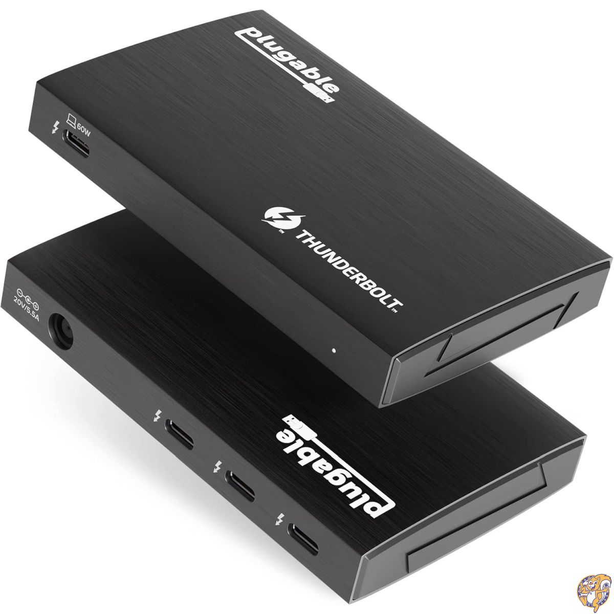 Plugable 4-in-1 Thunderbolt 4 ハブ USBC-HDMI 変換アダプタ付き 60W ホスト充電対応 Mac、Windows システム用 - USB-C、Thunderbolt 3、USB4 デバイスに対応 ドライバ導入不要