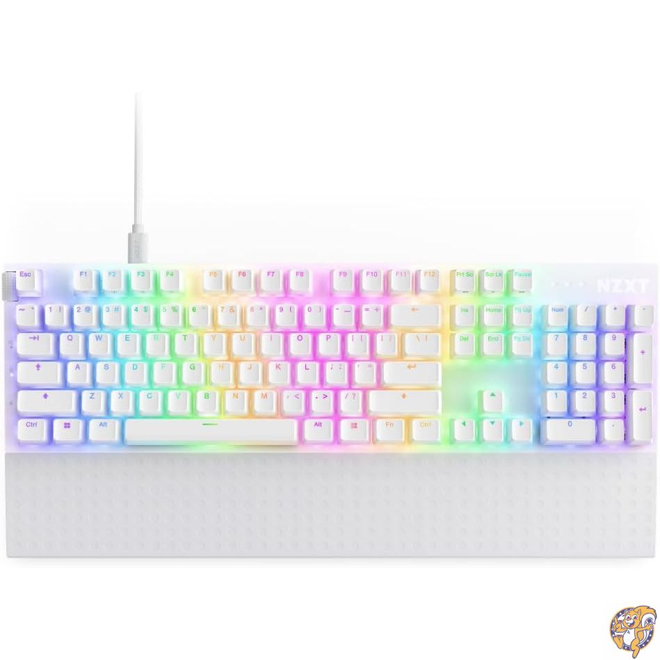 NZXT Function 2 MiniTKL White RGB LED搭載 8Kポーリングレート対応 光学リニアスイッチ型 テンキーレス 英語配列 有線接続 ゲーミングキーボード ホワイト KB-002NW-US KB0768