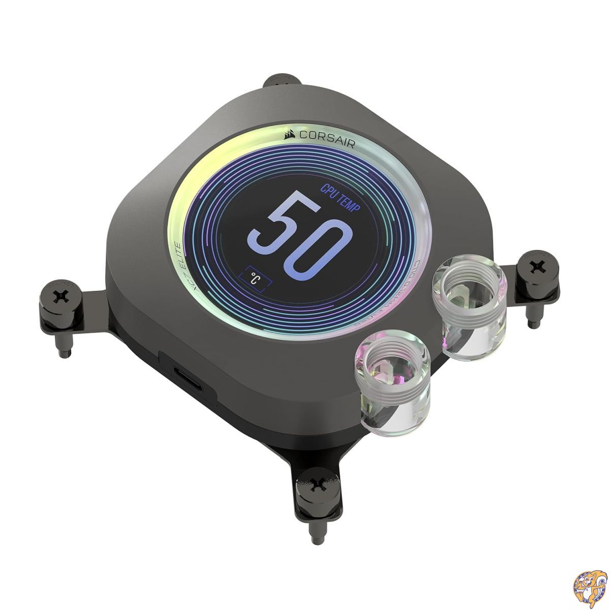 CORSAIR XC7 RGB Elite LCD CPU ウォーターブロック - 480x480 IPS LCDスクリーン 31 LED USB-C Intel® LGA 1700、AMD® AM5以降に対応 ステルスグレー