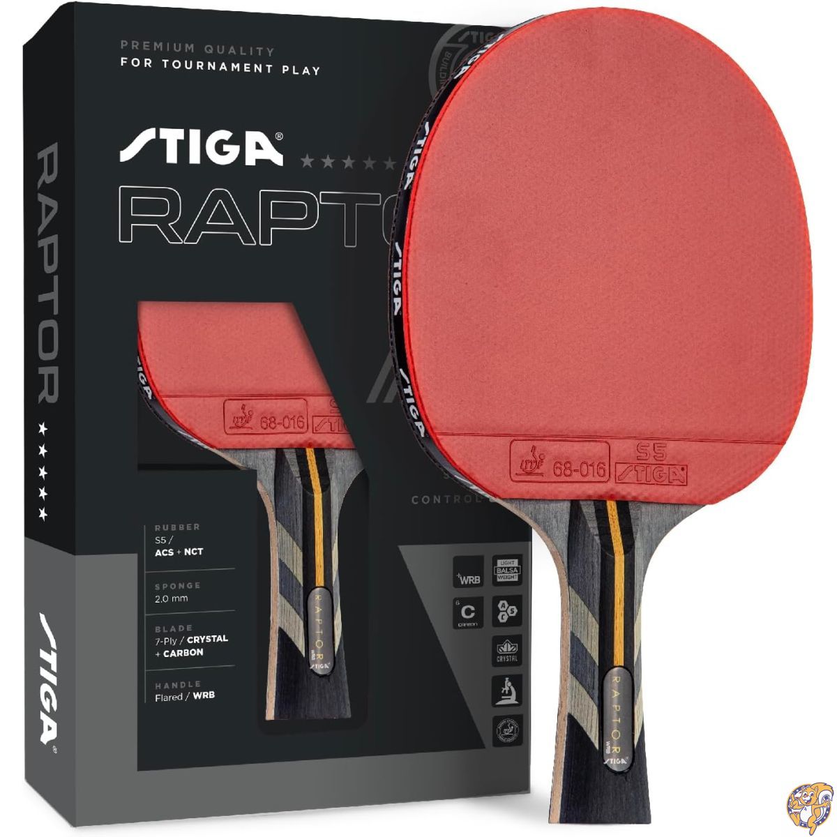 【クーポン配信中】STIGA ラプター 卓球ラケット トーナメントレベル 卓球パドル ITTF承認ゴム