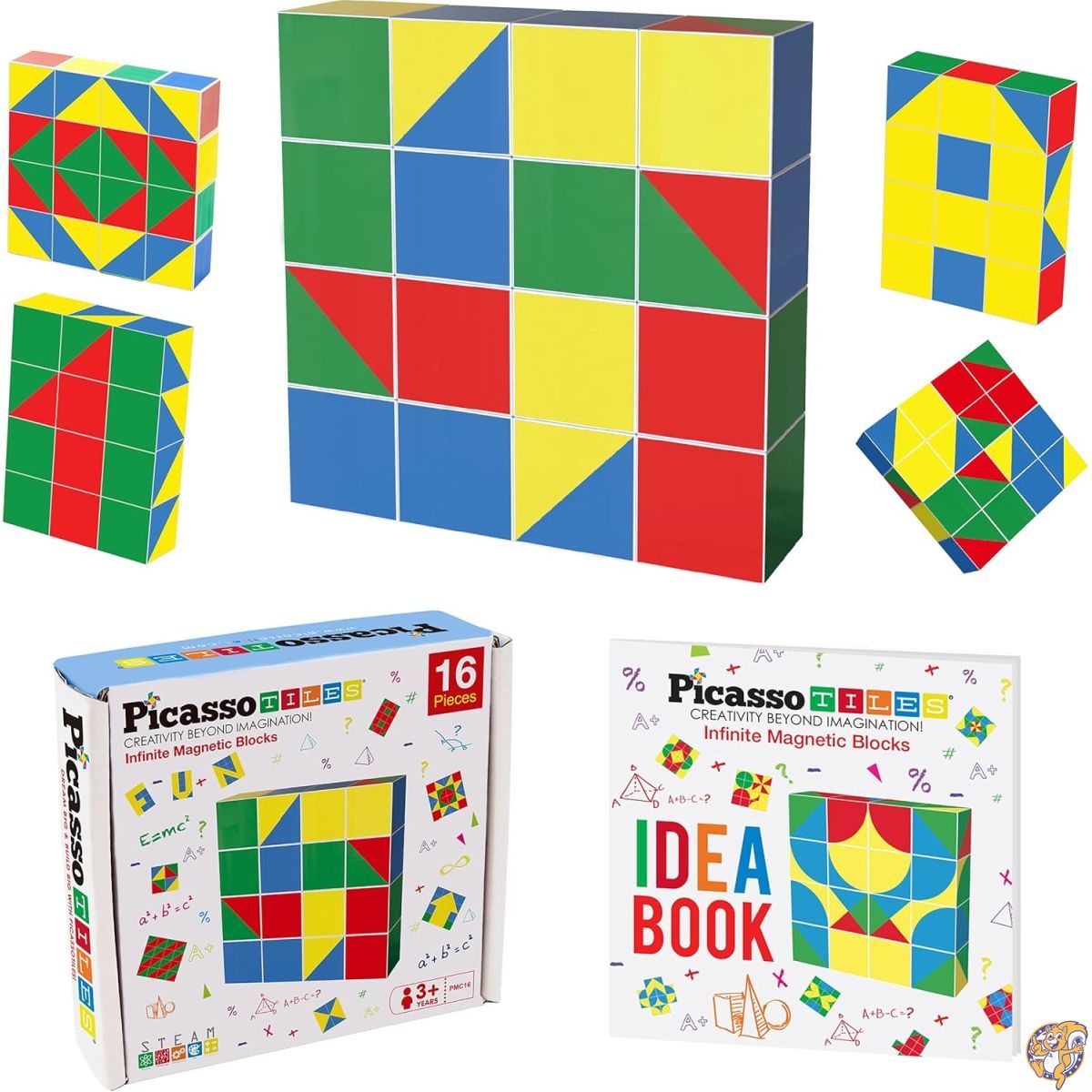 PicassoTiles 16ピース マグネット パズル ゲーム マジック キューブ 頭の体操 セット 子ども おもちゃ..
