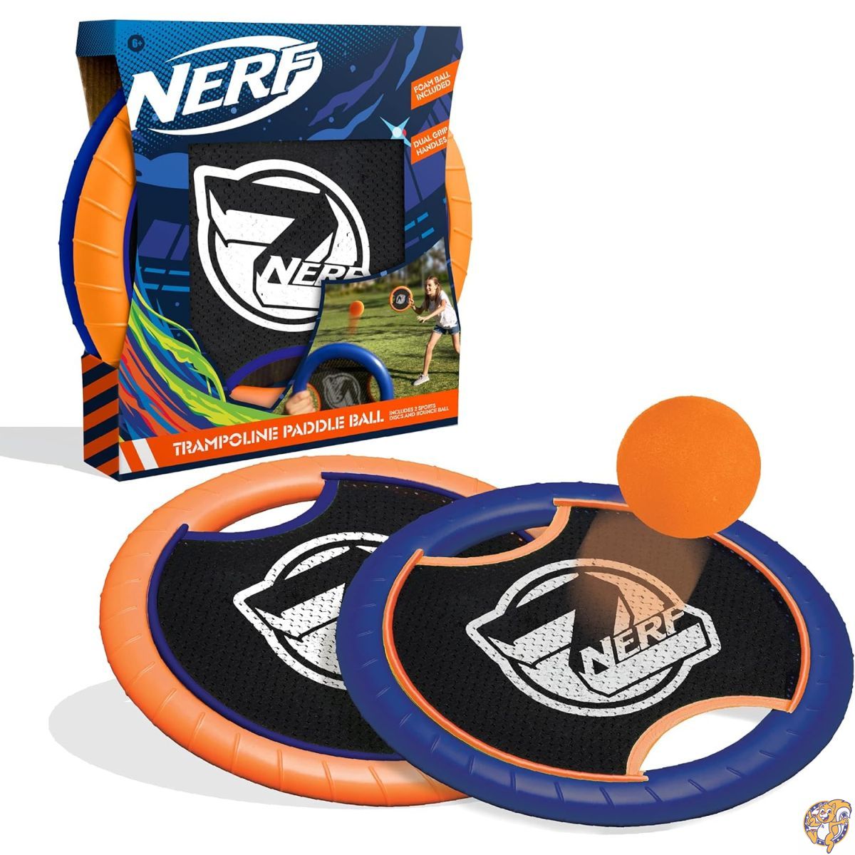 NERF The Trampoline Paddle Ball and Frisbee Set, Indoor Outdoor Game for Two