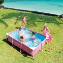 【19日20時~!1000円クーポン20名様】巨大 プール 水遊び 2m x 1.2m x 60cm 家庭用プール 長方形金属フレーム 屋外 スイミングプール 水量1661L 28266EH Intex 送料無料