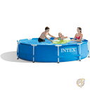 【19日20時~!1000円クーポン20名様】大型 プール 水遊び 3m x 76cm 4 人用 巨大プール 屋外金属フレーム ラウンド スイミング プール ポンプなし 28200EH Intex インテックス 送料無料