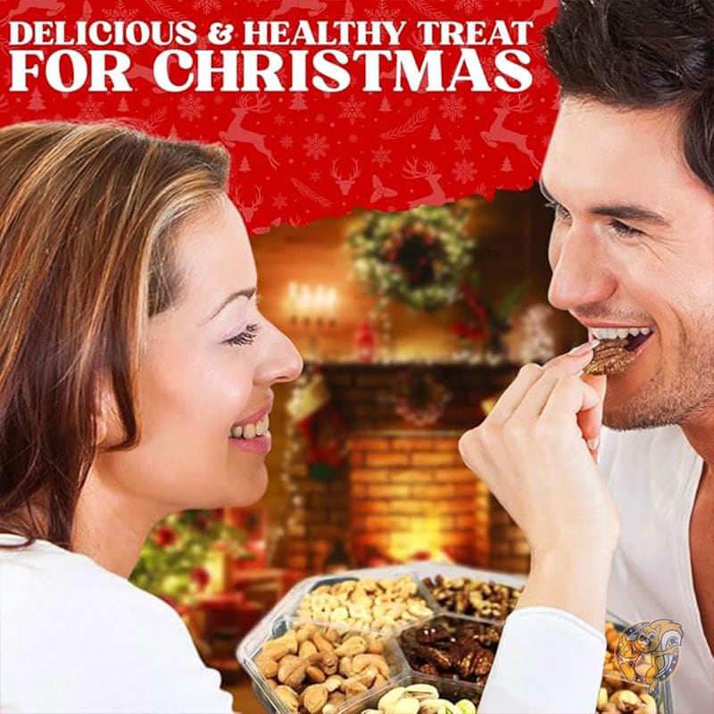 パームスアメリカの【ポイント3倍20時28時間】ホリデーシーズン用クリスマスナッツ ギフトバスケット プレミアムミックスナッツアソート ビーガン オーガニック コーシャ クリスマスギフトバスケット（7セクション）Simple Orchards シンプルオーチャード｜アングル2
