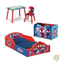 【先着30名様!全品555円OFF】マーベル スパイダーマン スパイダーマンと仲間たち キッズインテリア4点セット 幼児用ルームインアボックス スリープ アンド プレイ 幼児用ベッド テーブル 椅子 1脚 おもちゃ箱付き Delta Children デルタチルドレン