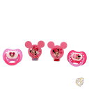【ポイント2倍ワンダフルデー】ディズニー Disney カドリー ミニーマウス おしゃぶり ベビーガールズおしゃぶり 2個 ハート付きクリップ 2個 4パック ミニプリント