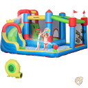 【ポイント2倍ワンダフルデー】6-in-1 インフレータブルバウンスハウス スライド クライミングウォール ウォーターキャノンなど付き 子供用インフレータブルウォータースライド 2分で膨らませる インフレータ付き ブロワー付き 遊具 プール Outsunny アウトサニー