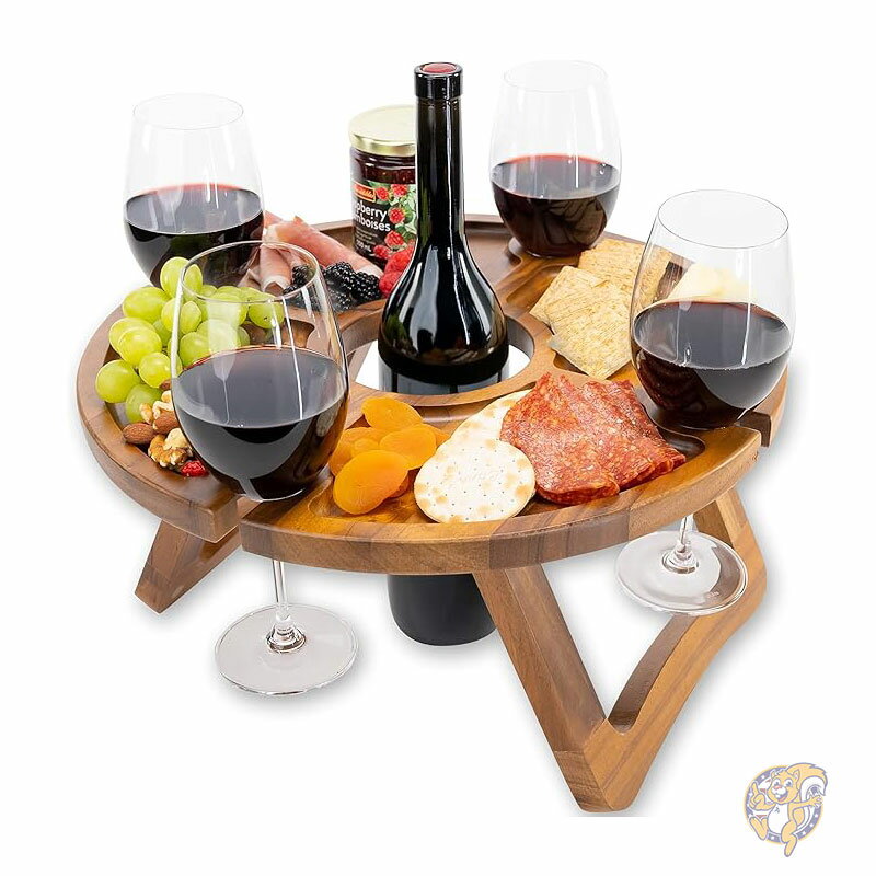 折りたたみ式テーブル ポータブルワインテーブル ワイングラスとボトルを所定の位置に維持 屋外用ワイ..