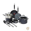 ティファール T-fal ストーンフォース プラチナ ノンスティック調理器具セット 12点セット オーブン/ブロイラー対応 400°F (約200℃) キッチン調理セット フライパン ソースパン ダッチオーブン 調理器具 蒸し器 蓋 調理器具付き 食器洗い機対応 ブラック