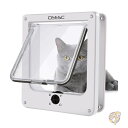 猫用ペットドア ミディアム キャットドア 屋内 屋外ドア用 耐候性 ホワイト 回転式 4ウェイロックペットドア 猫と犬用 円周 15.75インチ 40cm アップグレード版 CEESC