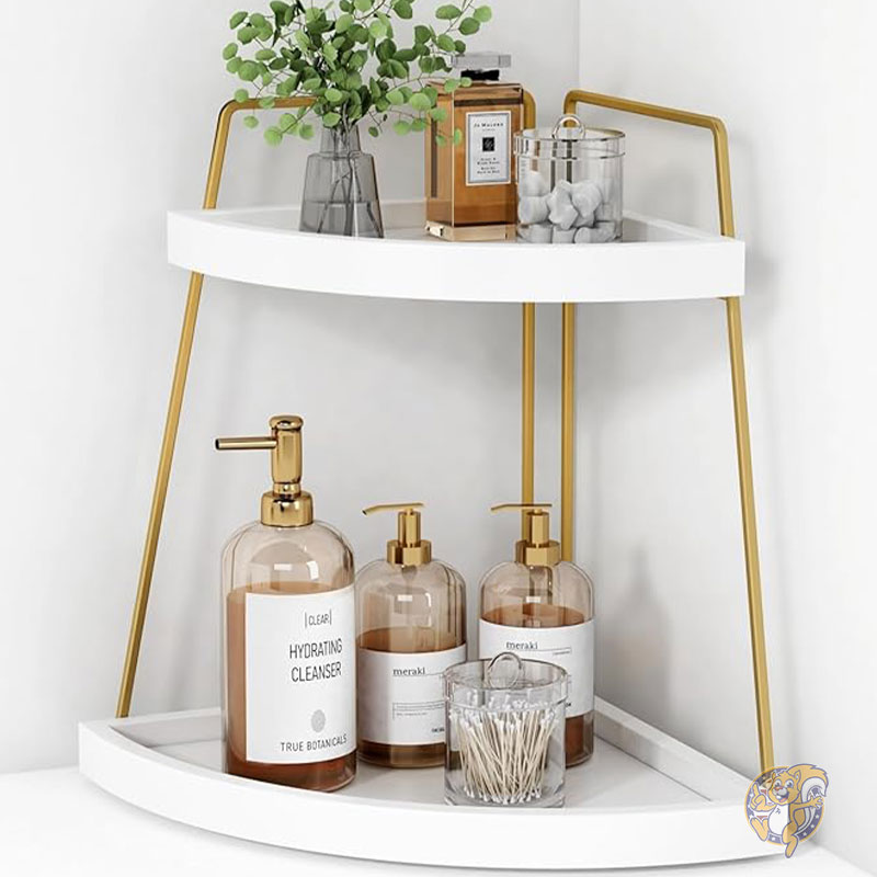 コスメ 化粧品収納 コーナーバスルームカウンターオーガナイザー 2段バスルームオーガナイザーカウンタートップ 小型バスルームシンクトップトレイ コーナーシェルフ...