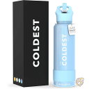 The Coldest Water ザ コールデストウォーター ストロー蓋付き最冷断熱ウォーターボトル 水筒 ステンレススチール製メタル魔法瓶 男女兼用 長時間保冷 熱中症対策 40オンス 1.18ml ネプチューンブルー Neptune Blue 保冷36時間 保温13時間 漏れ防止