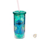 【14-15日限定!1000円クーポン20名様】Disney ディズニー スティッチ リロ&スティッチ トロピカル柄 プラスチック製トールコールドカップ 蓋とストロー付き 20オンス 19L Silver Buffalo シルバーバッファロー