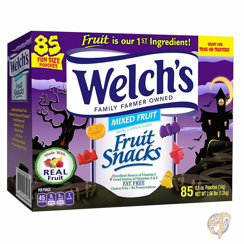 楽天パームスアメリカ【ポイント3倍4日&5日】【85個入り】ウェルチ Welch's ハロウィン お菓子 ファンサイズ フルーツスナック 0.5オンス 14g グミ キャンディー 個包装 小分け　小袋 ハロウィーン お配り　アメリカ輸入 まとめ買い