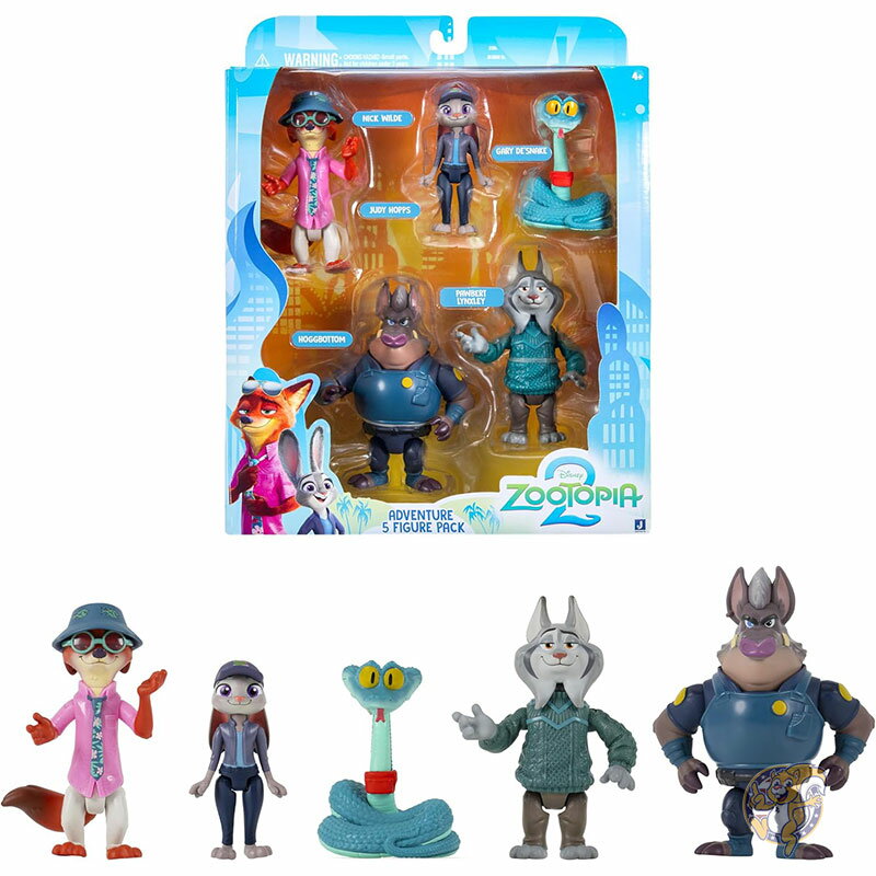 ディズニー ズートピア2 アドベンチャー 5パック 可動式 3インチ 7.6cm フィギュア 潜入キャラクター2体付き コレクターズシリーズ 対象年齢4歳以上 おもちゃ Jazwares ジャズウェアズのサムネイル