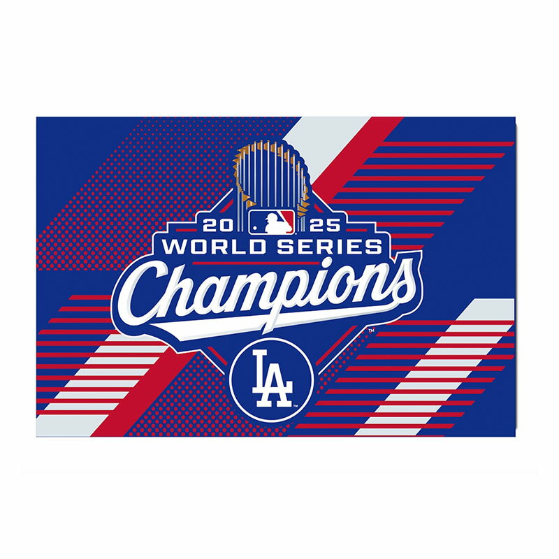 ロサンゼルス・ドジャース 2025 ワールドシリーズ優勝 19インチ x 30インチ 約48.3cm × 約76.2cm マット 2025優勝記念 限定 コレクション ロゴブランド Logo Brands