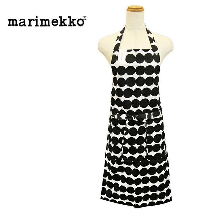 マリメッコ　エプロン marimekko マリメッコ エプロン RASYMATTO ESILIINA 070692-190 メール便 送料無料 エプロン おしゃれ かわいい 可愛い 首かけ ブランド レディース 女性 ドット柄 母の日 綿 洗える 綿100％ 北欧 マリメッコ キッチンファブリック ワンピース 水玉