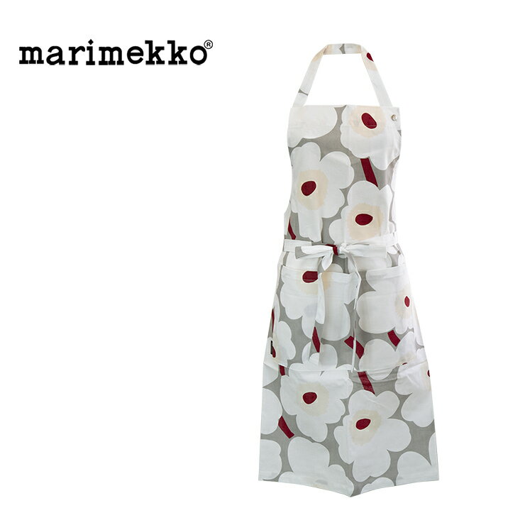 マリメッコ　エプロン マリメッコ エプロン Pieni Unikko apron 073027 エプロン 洗える コットン 北欧 マリメッコ キッチンファブリック キッチン用品 ワンピース リボン 大人 マリメッコエプロン