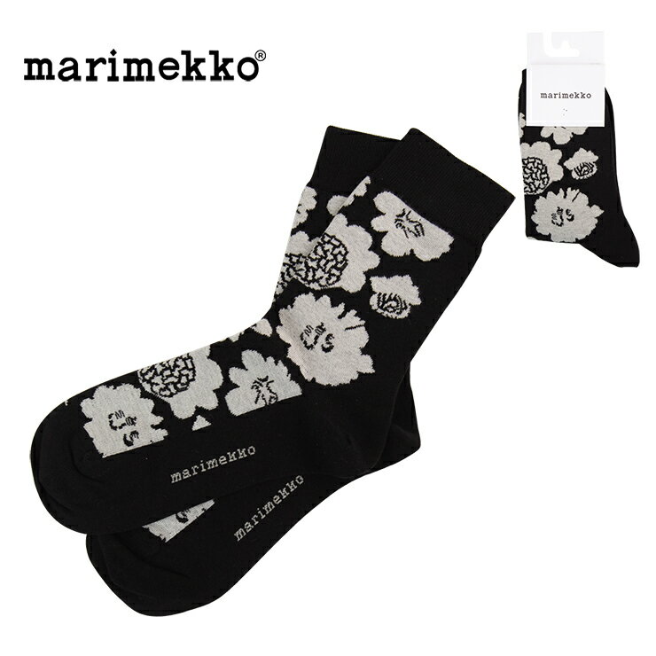 marimekko マリメッコ ソックス Kasvaa Pioni 091481 マリメッコ靴下 レディース 靴下 おしゃれ 柄 ブランド コットン 綿 春 夏 秋 冬 プレゼント 黒 白 ブラック ホワイト 脱げない かわいい 送料無料