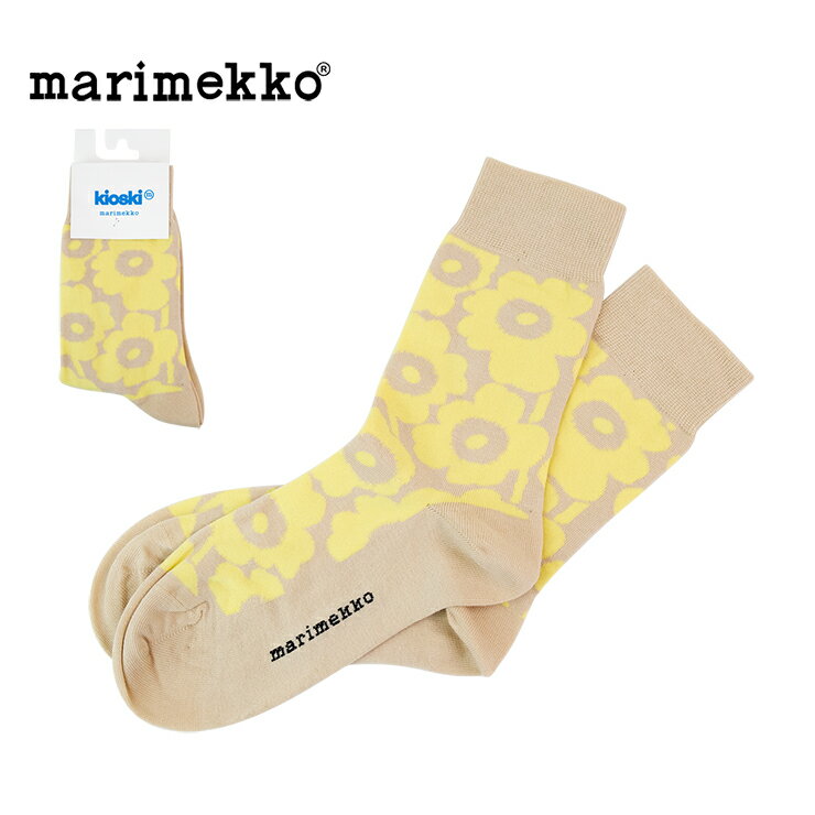 marimekko マリメッコ ソックス Kirmailla Unikko Tone 91729 マリメッコ靴下 レディース 靴下 おしゃれ 柄 ブランド コットン 春 夏 秋 冬 プレゼント ベージュ ライトベージュ イエロー 脱げない かわいい 送料無料