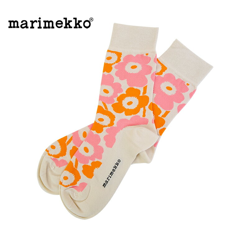 marimekko【マリメッコ】 Kirmailla Unikko ソックス 092028 マリメッコ靴下 レディース 靴下 おしゃれ 柄 ブランド コットン 綿 春 夏 秋 冬 プレゼント ベージュ ハーフソックス 脱げない かわいい 送料無料