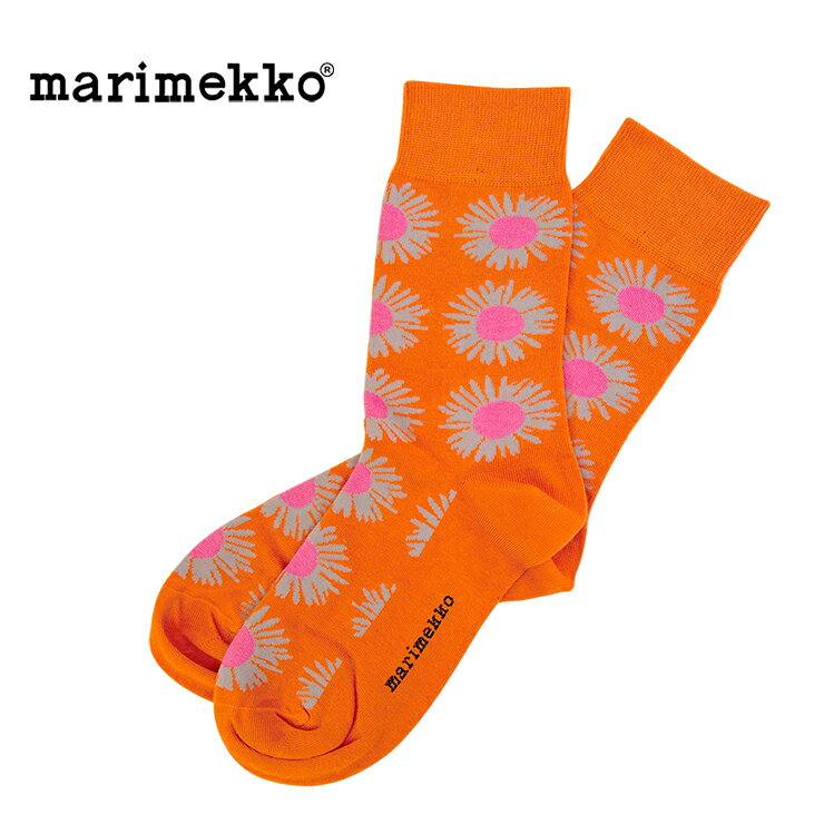 marimekko【マリメッコ】 KASVAA AURINGONKUKKA ソックス 092037 マリメッコ靴下 レディース 靴下 おしゃれ 柄 ブランド コットン 綿 春 夏 秋 冬 プレゼント ベージュ ハーフソックス 脱げない かわいい 送料無料