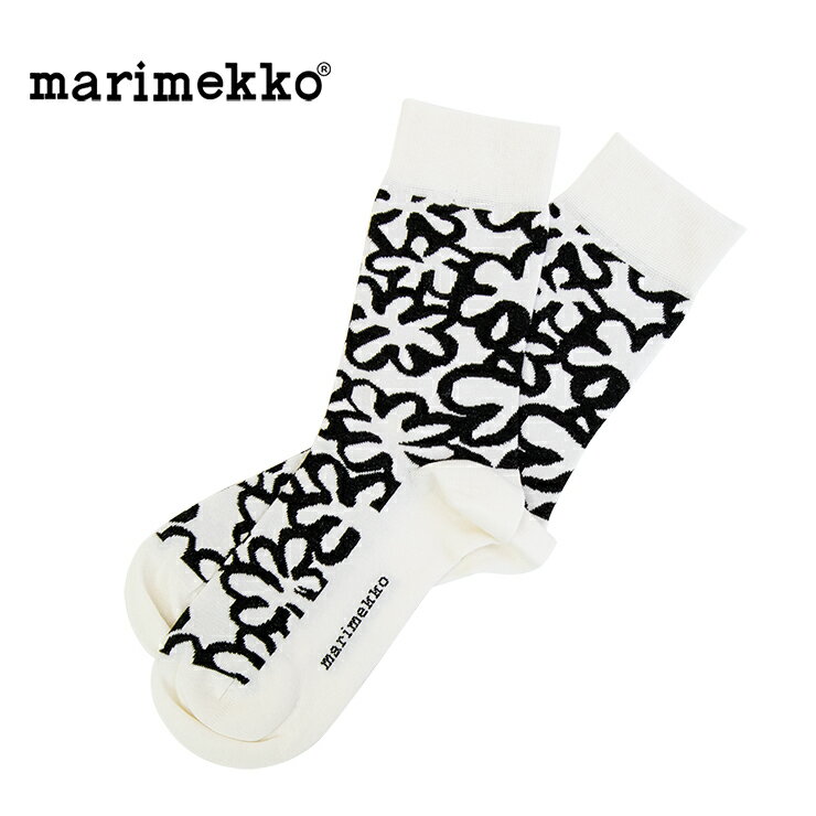 marimekko【マリメッコ】 KASVAA KUKKA ソックス 092038 マリメッコ靴下 レディース 靴下 おしゃれ 柄 ブランド コットン 綿 春 夏 秋 冬 プレゼント ベージュ ハーフソックス 脱げない かわいい 送料無料