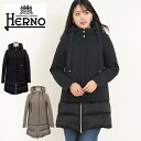 ヘルノ ダウン 異素材 切り替え レディース HERNO コート 2023AW PI001821D A-Shape NEW CITY GLAM&サテン Aライン herno フード 秋 冬 新作 ブラック 黒 グレージュ アウター ミドル丈 ブランド 暖かい コート きれいめ 高級 ナイロン 大きいサイズ 38 40 42 44 46