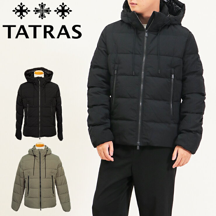 TATRAS タトラス メンズ ダウン ジャケット MTLA23A4183 SINAMI ダウンジャケット メンズ 男性 ブランド おしゃれ かっこいい 大人 ブルゾン アウター 秋冬 ショート フード 黒 カーキ ナイロン 大きいサイズ サイズ 1 2 3 4 5 タトラスダウン