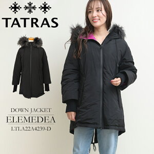 タトラス ダウン レディース TATRAS フードコート LTLA22A4239-D ELEMEDEA tatras エレメデア 秋 冬 秋物 冬物 黒 ダウン ミドル丈 ブランド おしゃれ 暖かい コート きれいめ ファー ナイロン 大きいサイズ 1 2 3 4 5 アウター タトラスダウン