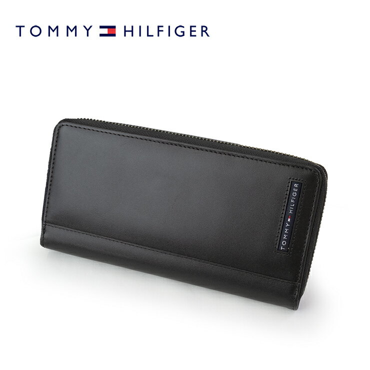 楽天Palms（パームス）TOMMY HILFIGER トミーフィルフィガー 長財布 レザー長財布 31TL13X025 本革 トミー メンズ 財布 ラウンドジップ 長財布 ロングウォレット ブラック おしゃれ かわいい かっこいい 本革 革 ブランド 大容量 ボックスロゴ