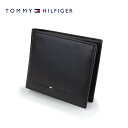 TOMMY HILFIGER トミーフィルフィガー 二つ折り財布 レザー財布 31TL25X005 本革 トミー メンズ 財布 二つ折り バイフォールド ウォレット ブラック おしゃれ かわいい かっこいい 本革 革 ブランド 大容量 型押しロゴ