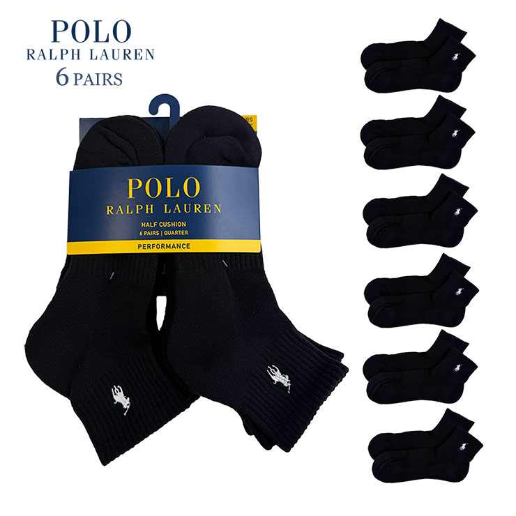 Rakuten - RALPH LAUREN ラルフローレン ソックス SOCK 6-PACK ブラック 824480PK 靴下 ロゴ ブランド 無地 シンプル 黒 カジュアル メンズ コットン 男性用 6足組 6足セット set まとめ買い かかと あり リブ くるぶし 上 クルー クルーソックス クルー丈 ショート丈 ラルフ ソックス